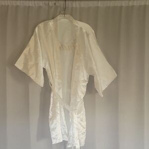 Elegant White Bride  Satin Robe